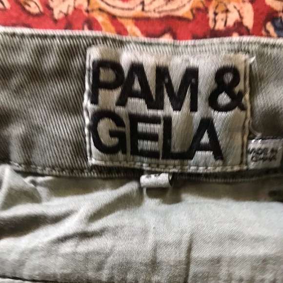 PAM AND GELA UNIFORM SIDE STRIPE STEP HEM ARMY PANT   GREEN SIZE 25 - Picture 7 of 15